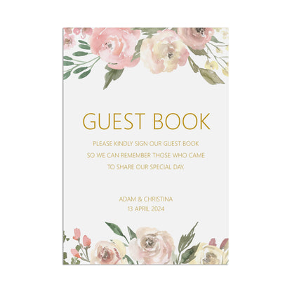 Guest Book Wedding Sign - Blush Floral