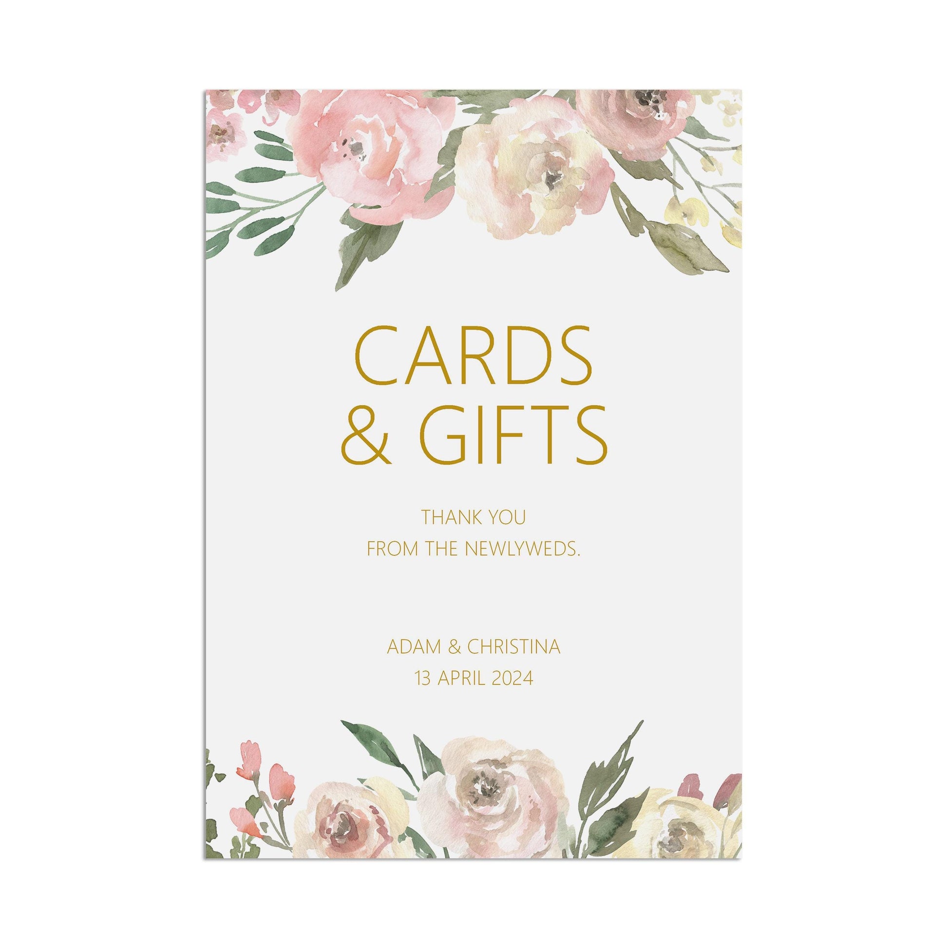 Cards & Gifts Wedding Sign - Blush Floral