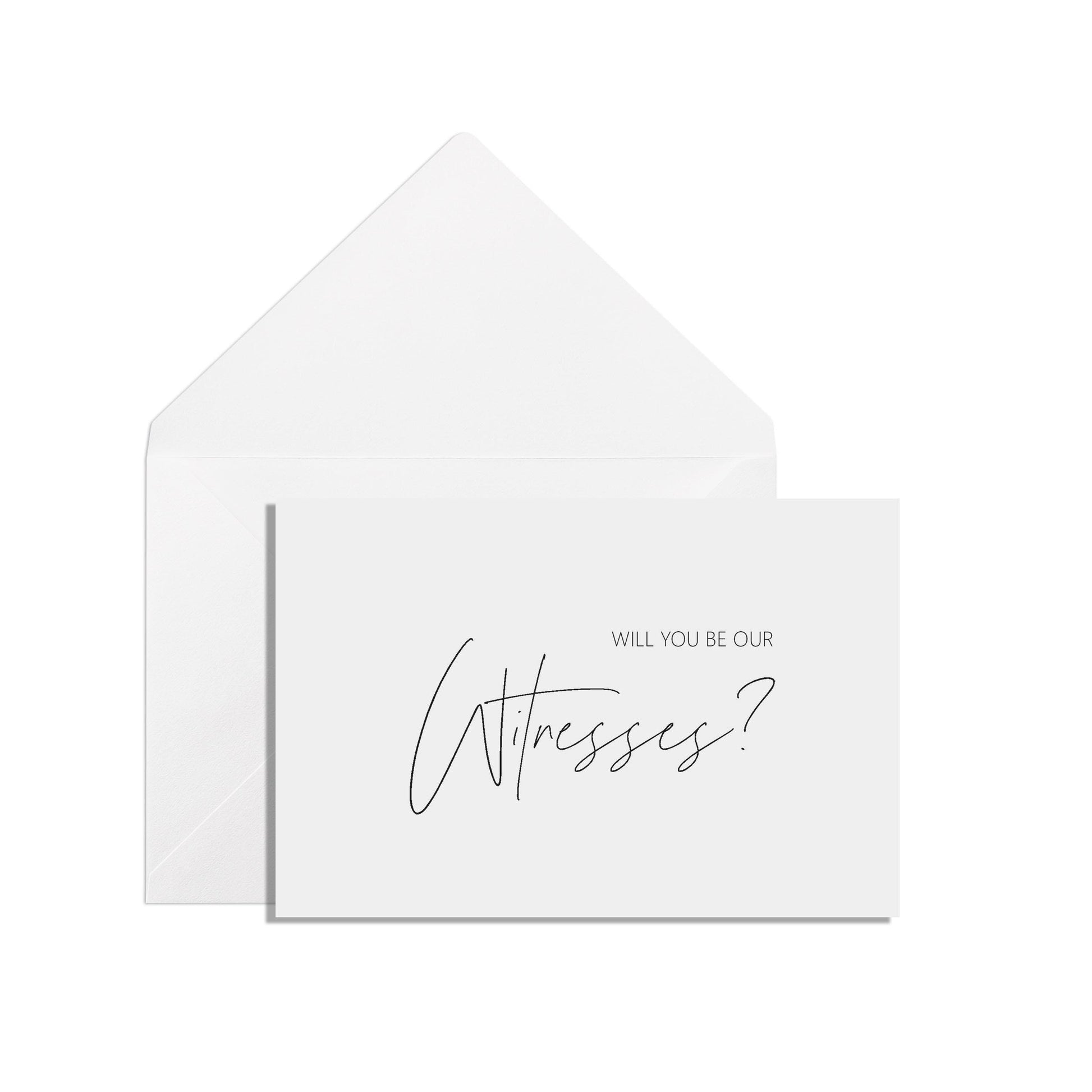 Will You Be Our Witness?, A6 Black & White Proposal Card With White Envelope