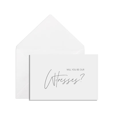 Will You Be Our Witness?, A6 Black & White Proposal Card With White Envelope