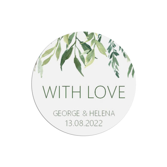With Love Wedding Stickers - Greenery