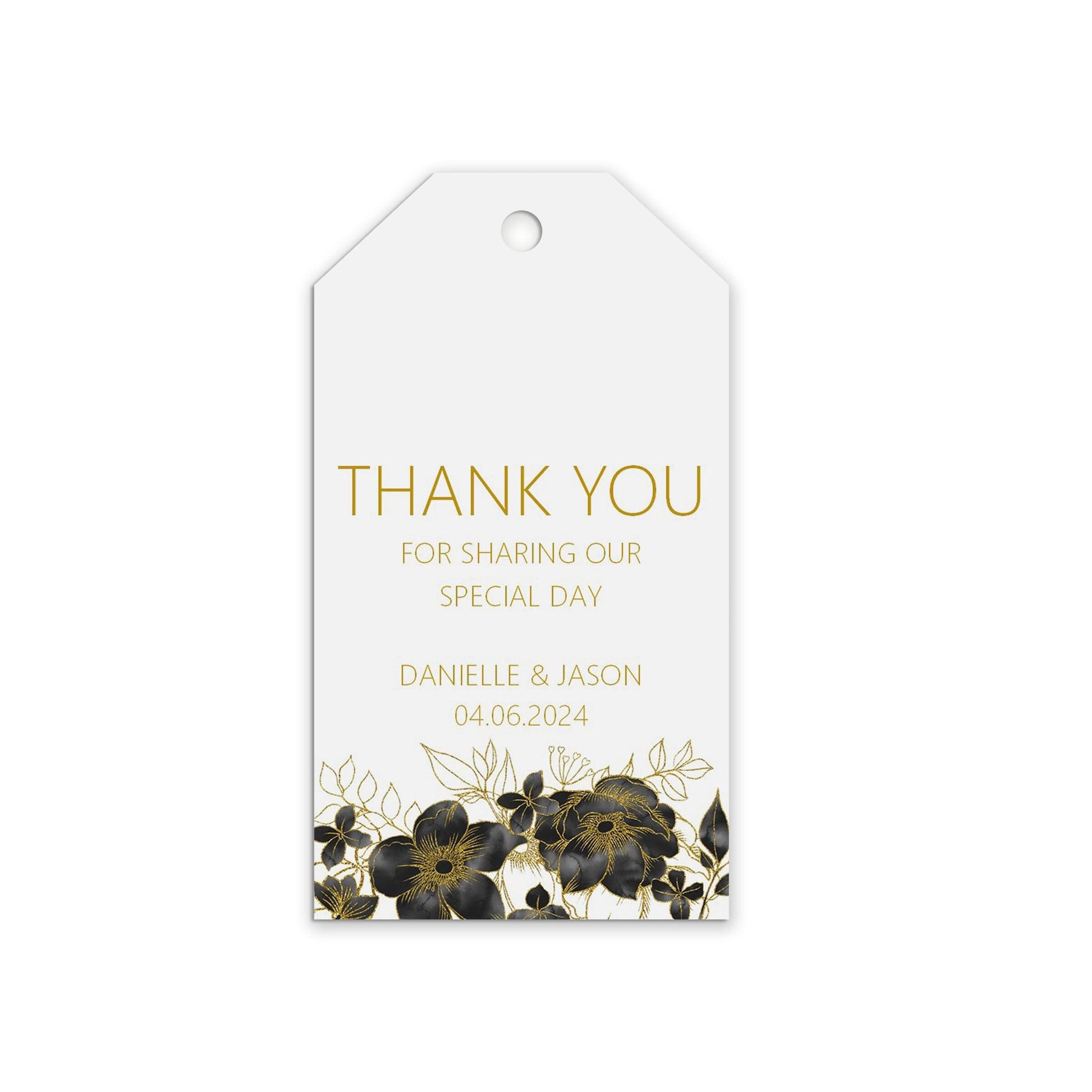 Thank You For Sharing Our Special Day Favour Gift Tags, Black & Gold Personalised Pack Of 10