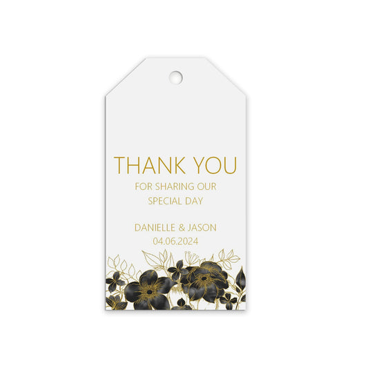 Thank You For Sharing Our Special Day Favour Gift Tags, Black & Gold Personalised Pack Of 10