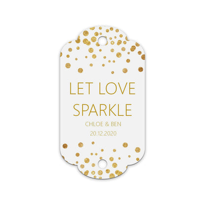 Sparkler Wedding Gift Tags, Gold Effect Personalised, Packs Of 10