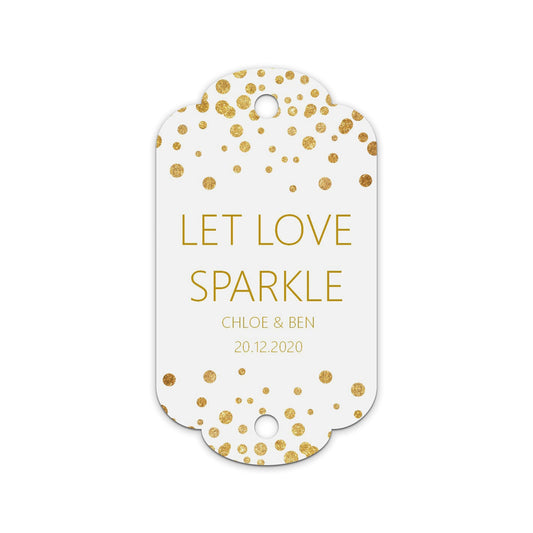 Sparkler Wedding Gift Tags, Gold Effect Personalised, Packs Of 10