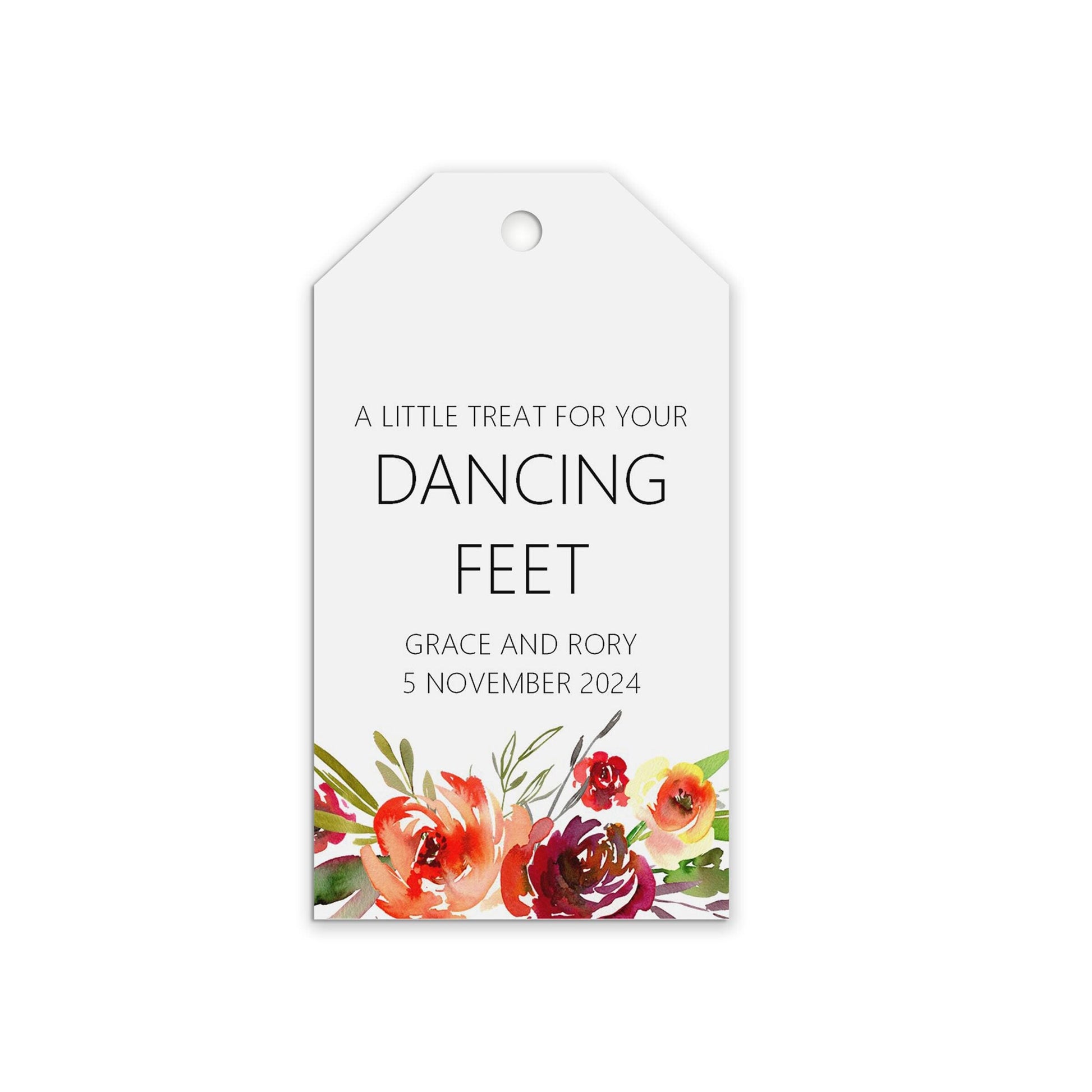 Dancing Feet Flip Flop Wedding Favour Gift Tags - Red Floral