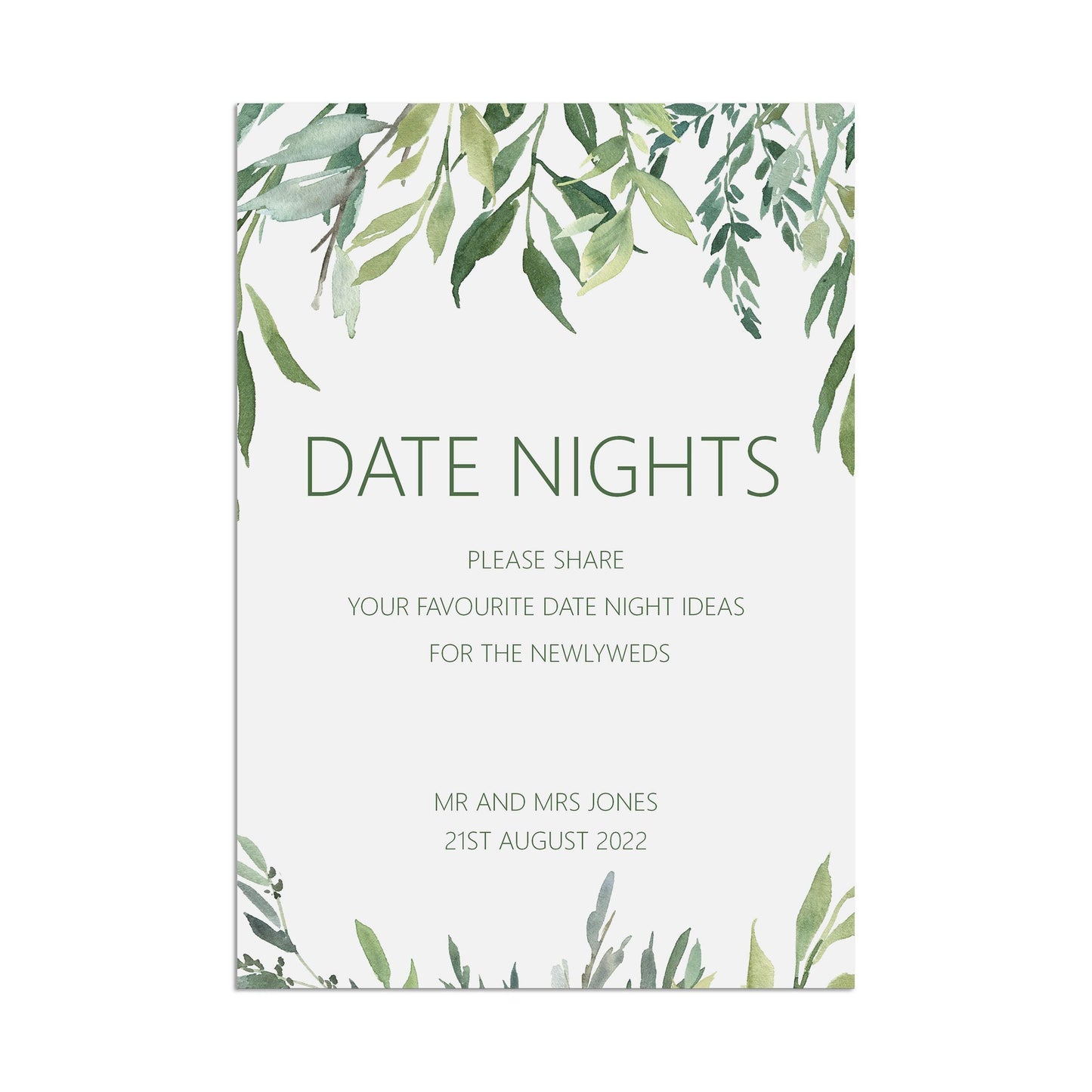 Wedding Sign - Date Nights - Personalised & Printed A5, A4 Or A3