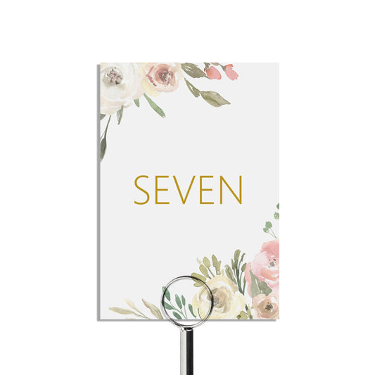 Table Number Cards - Numbers 1-15 & Top Table - Blush Floral