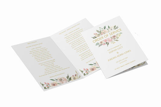 Printed Order Of Service - Blush Floral