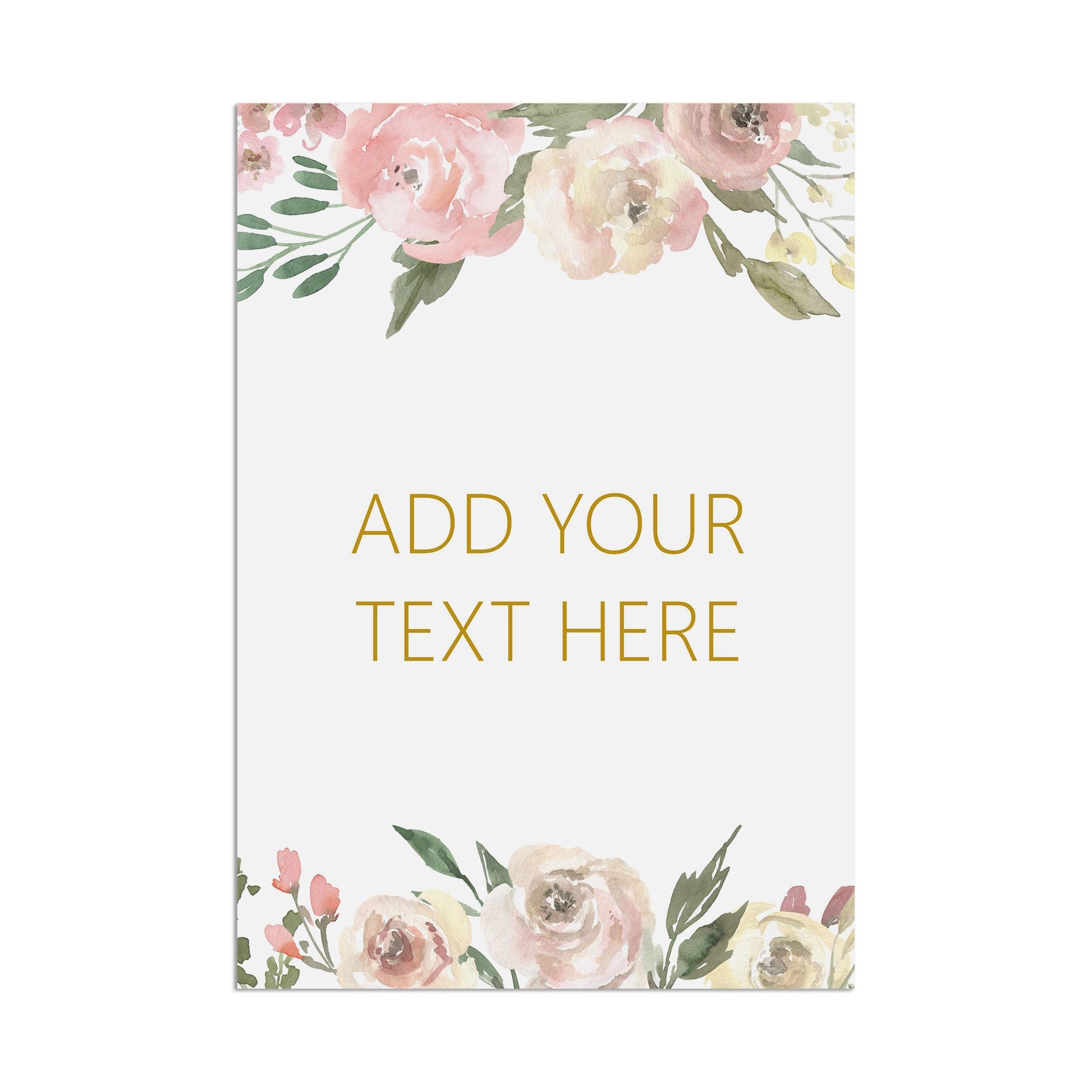 Blush Floral Custom Text Wedding Sign - Personalised & Printed A5, A4, A3