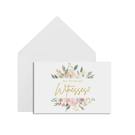 Will You Be Our Witnesses? Proposal Card - Blush Floral
