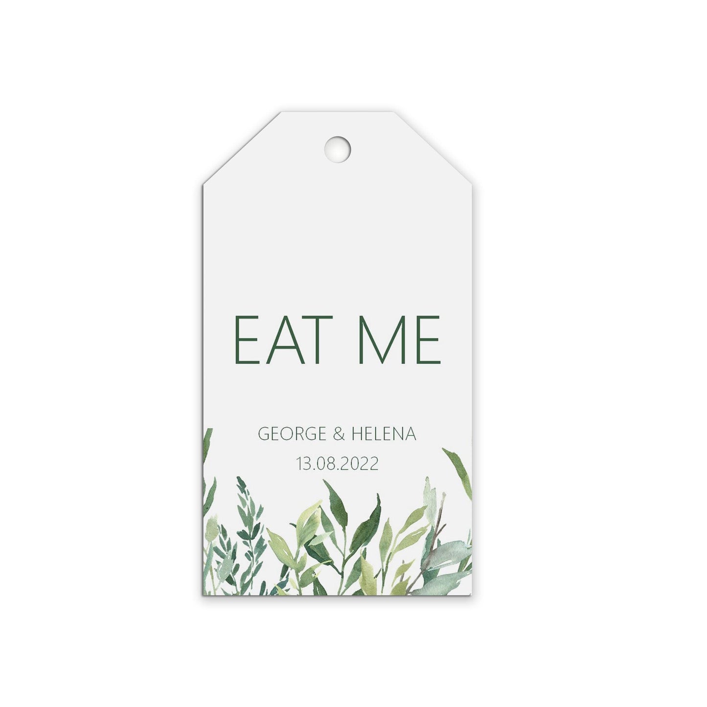Eat Me Wedding Gift Tags Personalised - Greenery