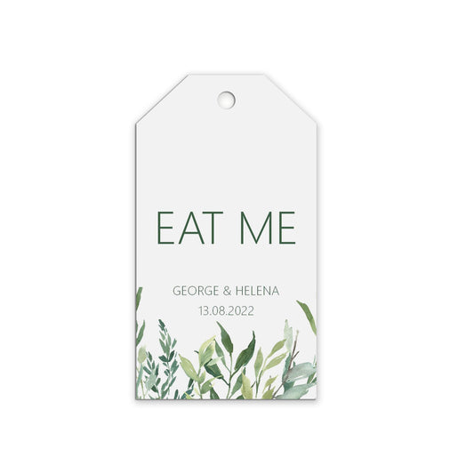 Eat Me Wedding Gift Tags Personalised - Greenery