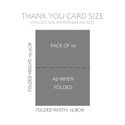 the back side of a folded card with the text, thank you card size folded