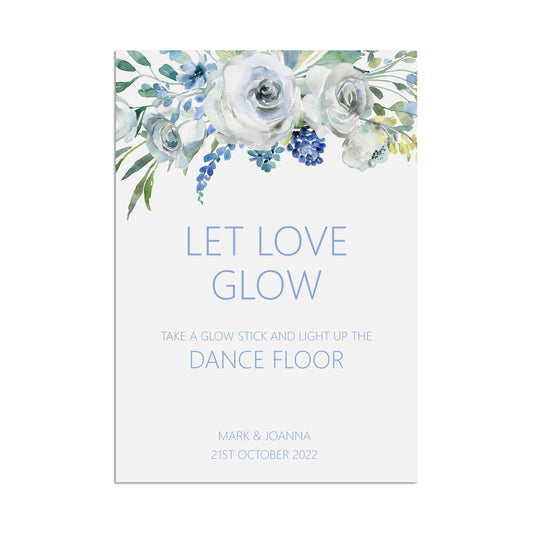Glowsticks Dancefloor Wedding Sign - Blue Floral