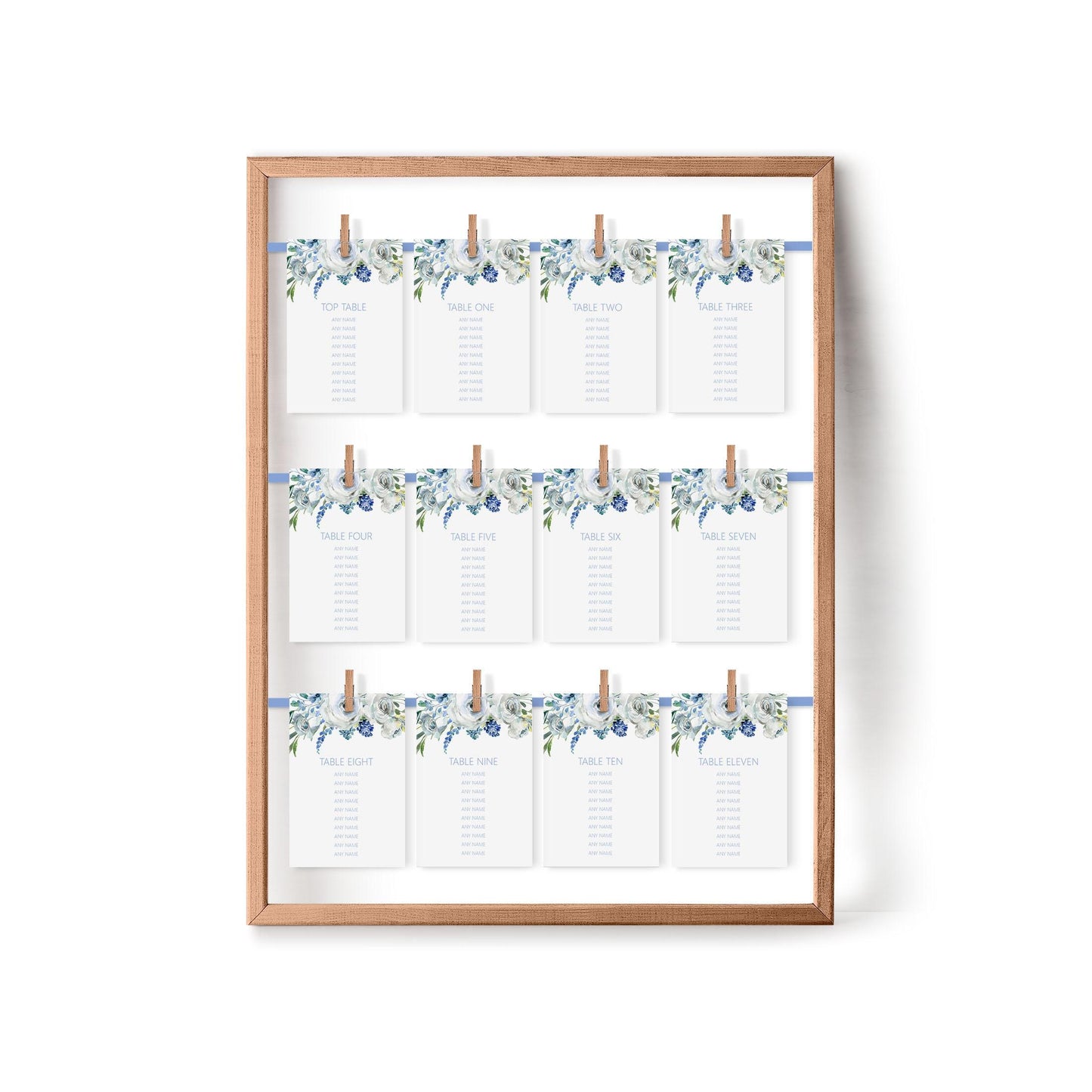 Hanging Table Plan Cards - Blue Floral