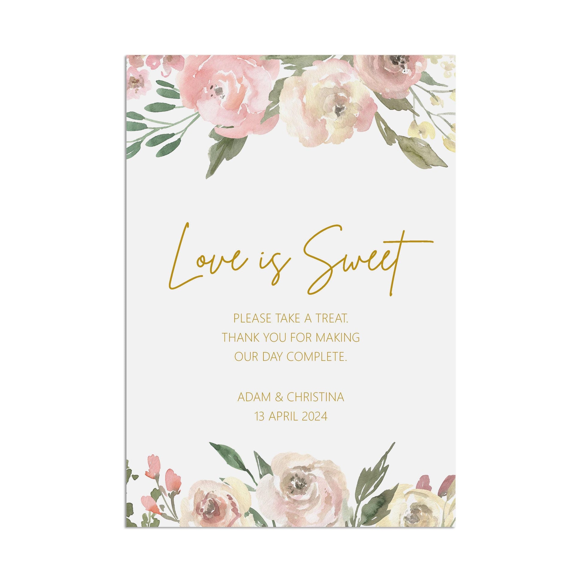 Love Is Sweet Wedding Sign - Blush Floral