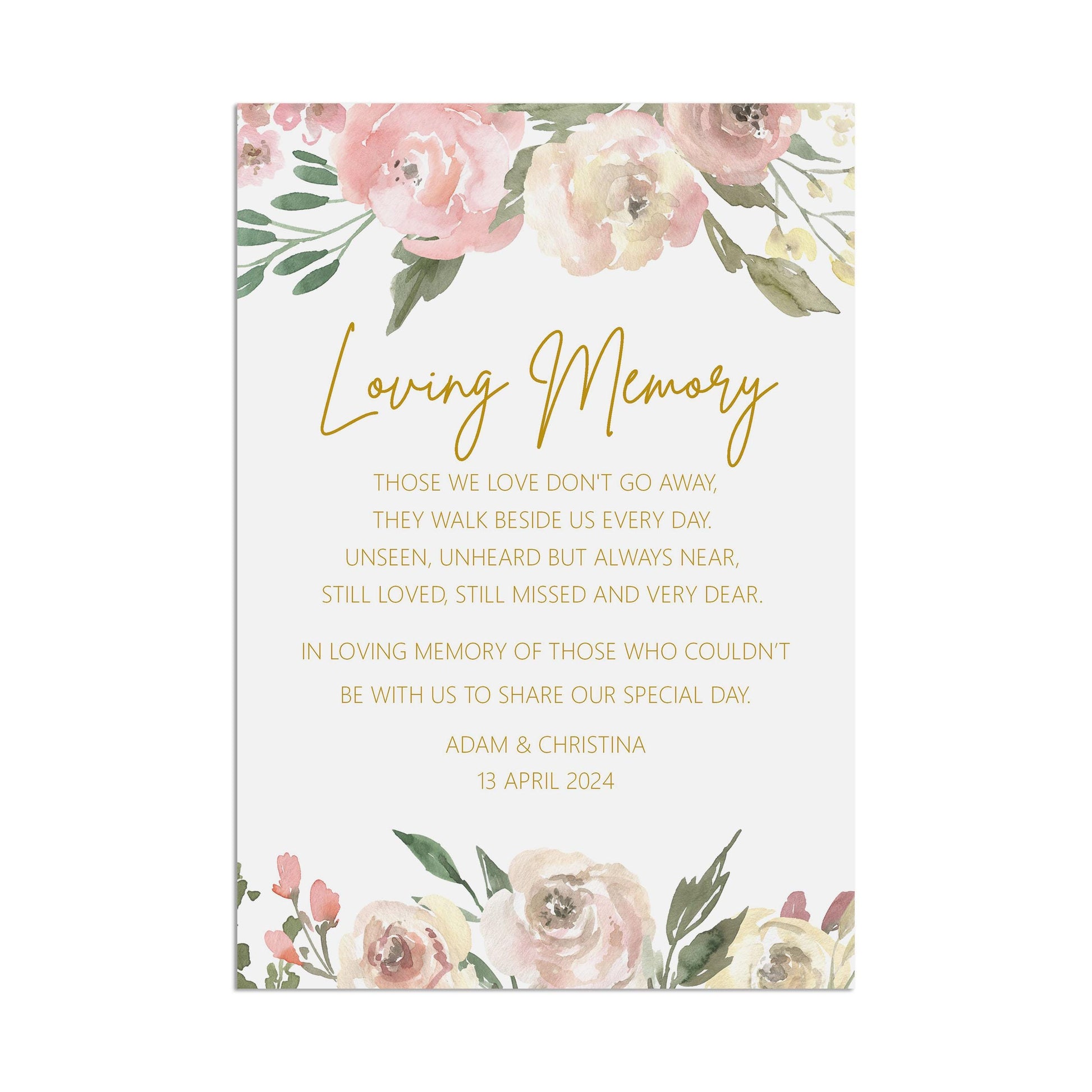 Loving Memory Wedding Sign - Blush Floral