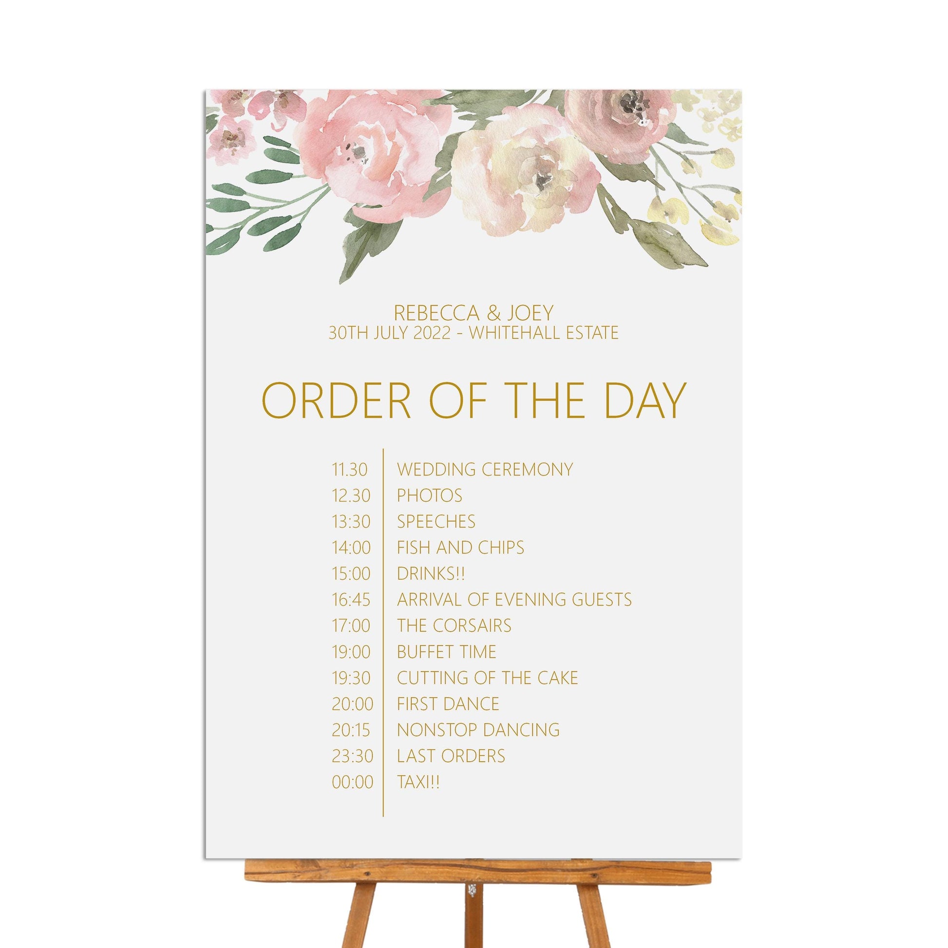 Order Of The Day Sign - Blush Floral