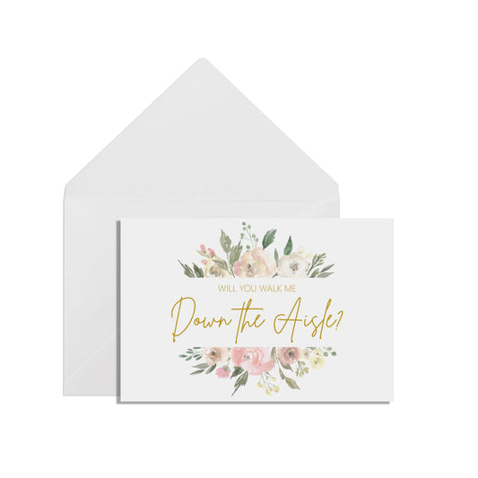 Will You Walk Me Down The Aisle? Proposal Card - Blush Floral