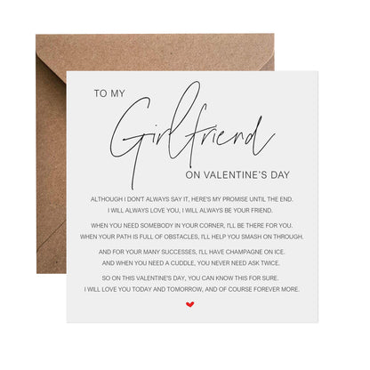 Girlfriend Valentine's day Card, Elegant Poem Card, My Valentine's Promise - PMPrinted