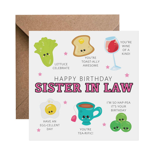 Sister In Law Birthday Card - Funny Pun Birthday Card - PMPrinted