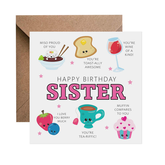 Sister Birthday Card - Funny Sister Pun Birthday Card - PMPrinted