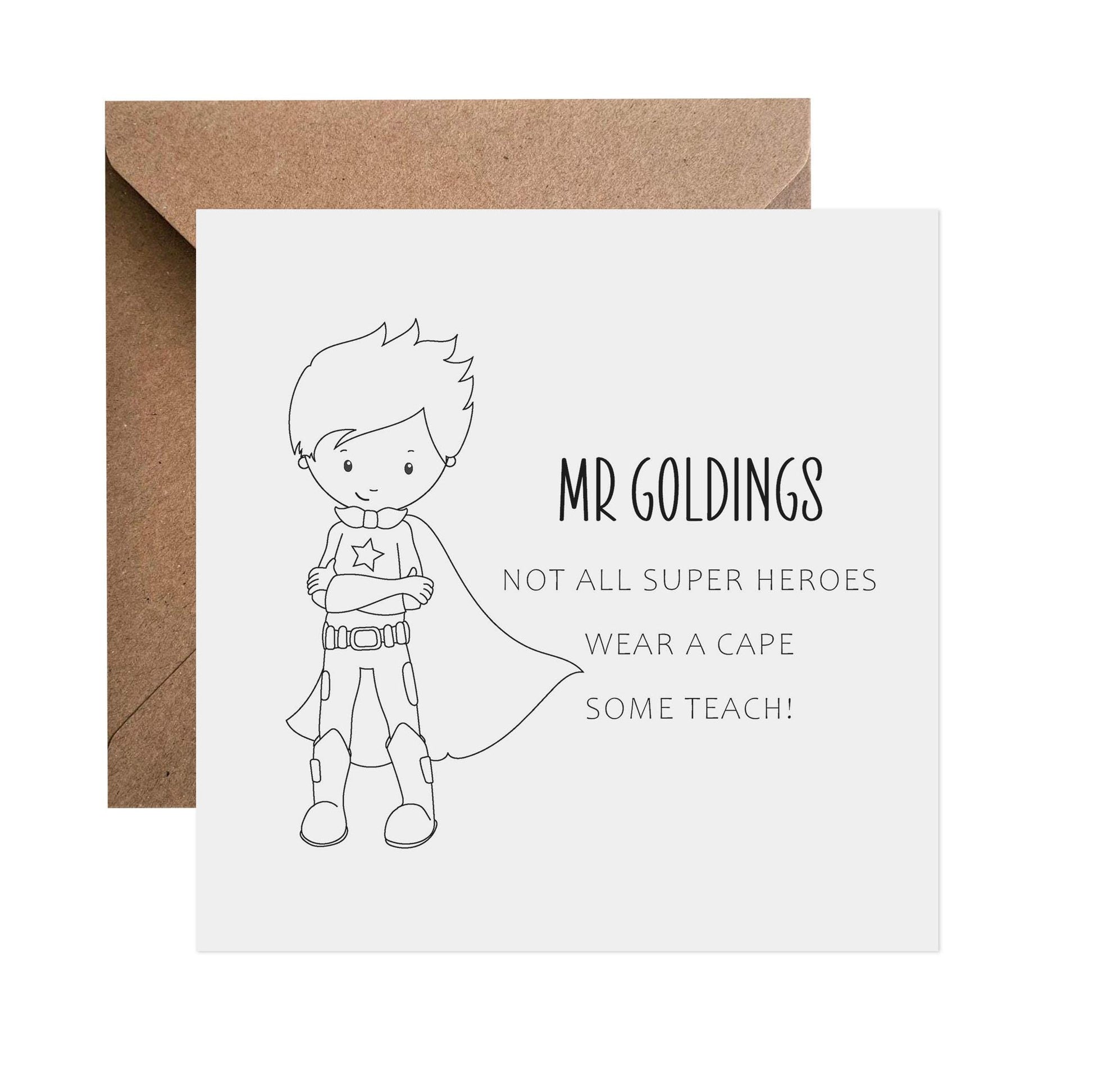 Super Teacher Thank You Card, Personalised End of Term Card - PMPrinted