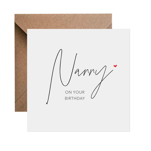 Nanny Birthday Card, Simple Elegant Card - PMPrinted