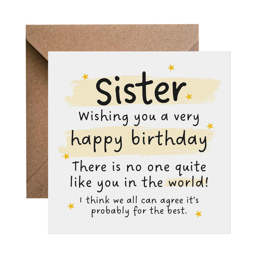 Sister Funny Birthday Card -No One Like You - PMPrinted
