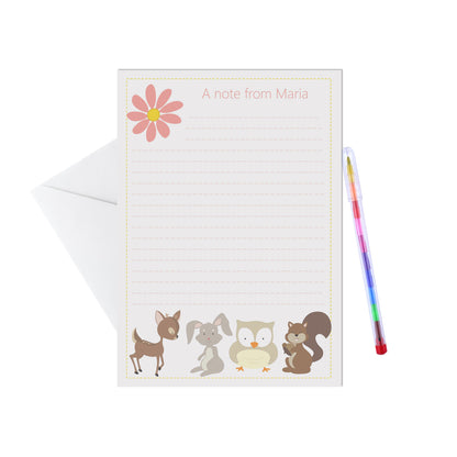 Woodland Animal Personalised Letter Writing Set - 15 Sheets & Envelopes - Lot Of Designs