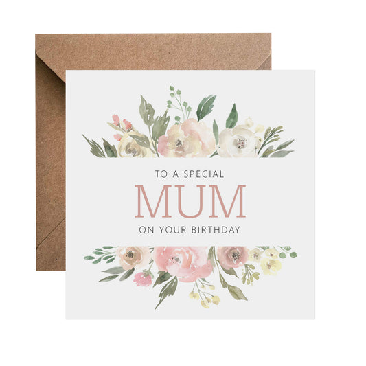 Mum Blush Floral Birthday Card