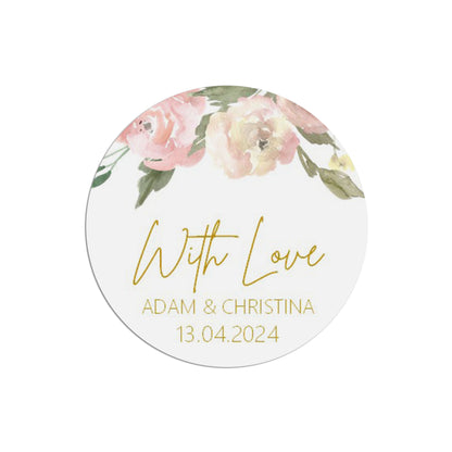 With Love Wedding Favour Stickers -  Blush Floral