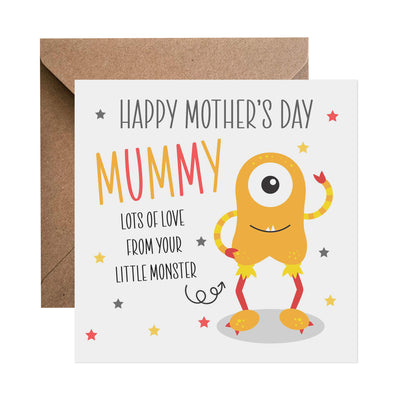 Little Yellow Monster Mother's Day Card - Choose Your Recipient