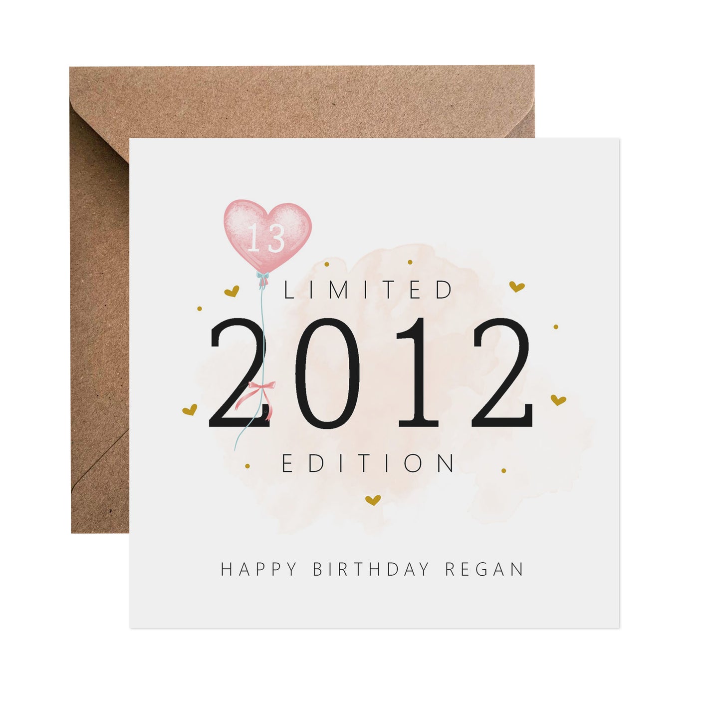 13th Birthday Card - Personalised Thirteen Limited Edition Pink