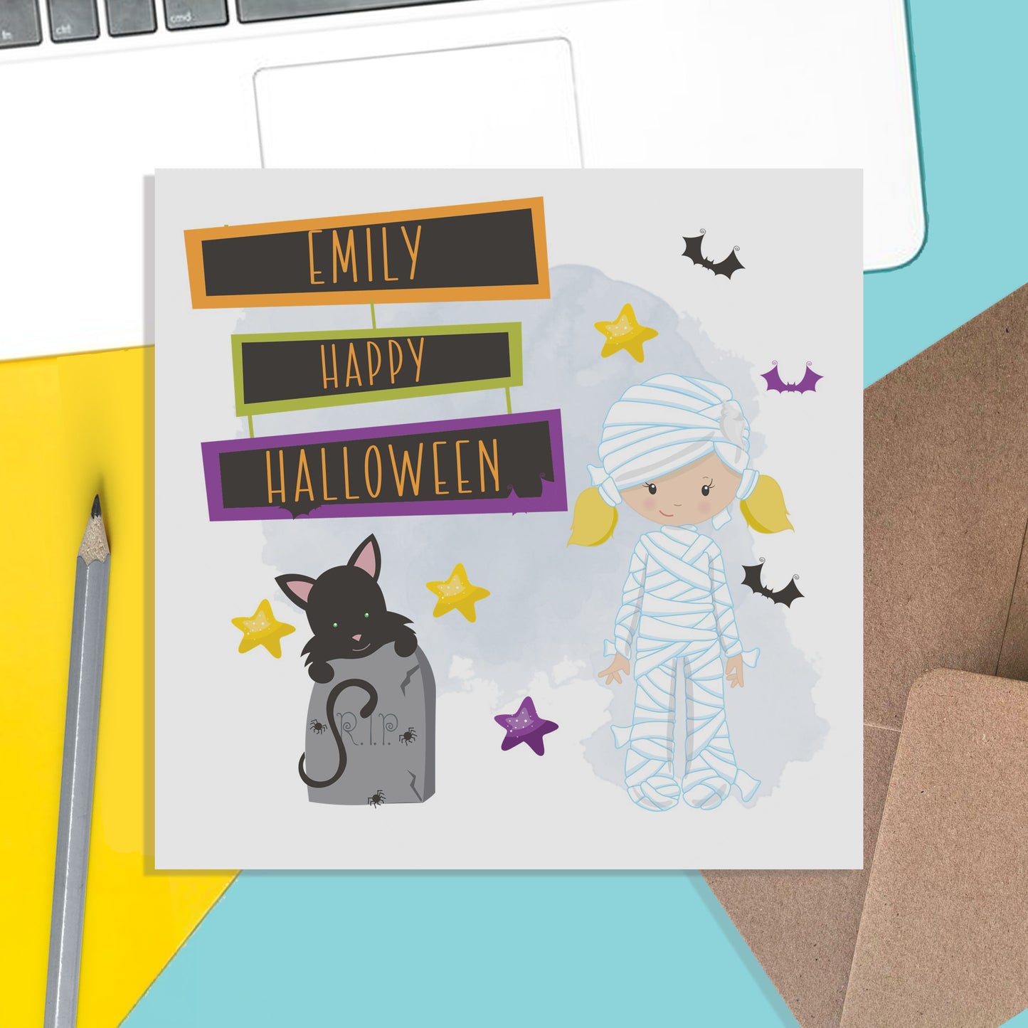 Mummy Halloween Personalised Children's Card
