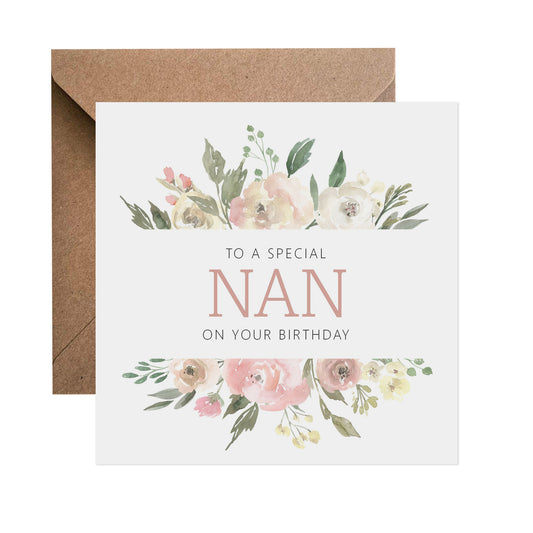 Nan Blush Floral Birthday Card