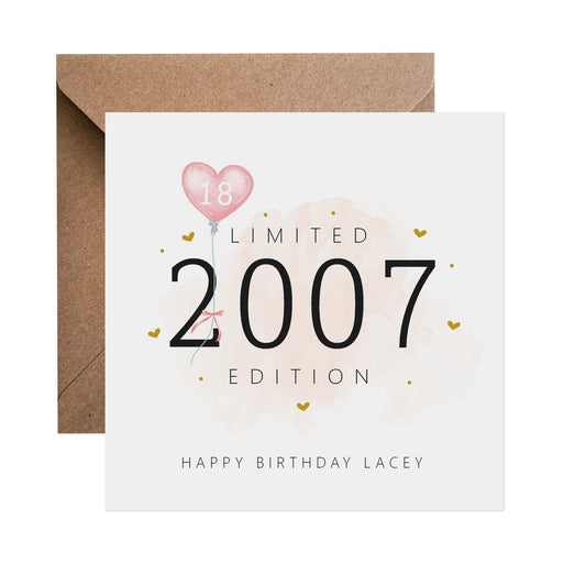 18th Birthday Card - Personalised Eighteen Limited Edition Pink