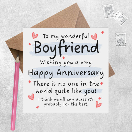 Boyfriend No One In The World Quite Like You - Anniversary Card