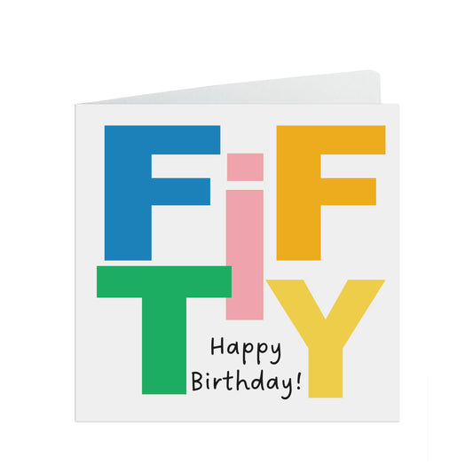 Fifty Block Birthday Card