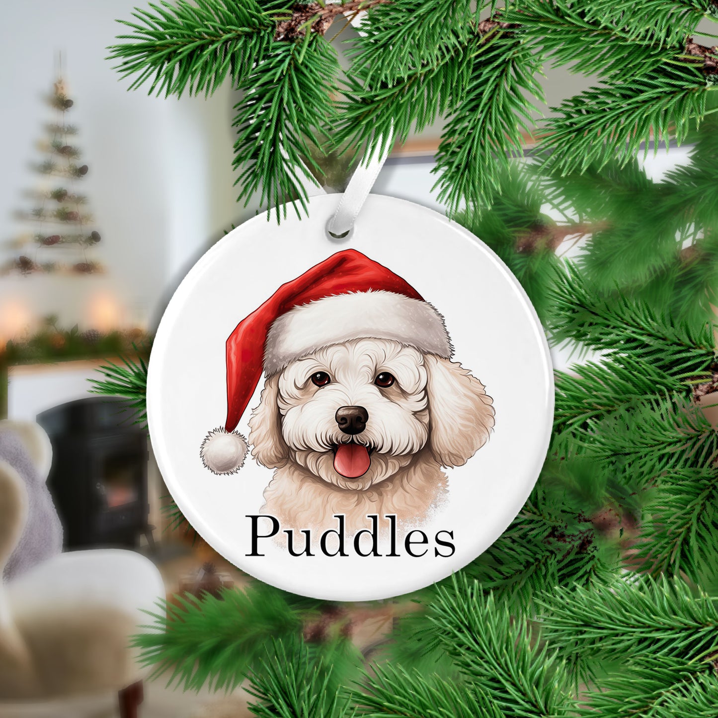 Bichon Frise Christmas Ceramic Hanging Ornament