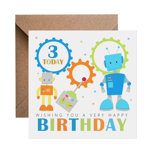 3rd Birthday Card - Boy Robot