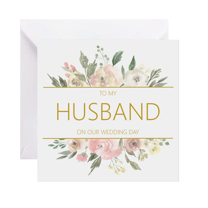 Husband On Our Wedding Day Card - Blush Floral
