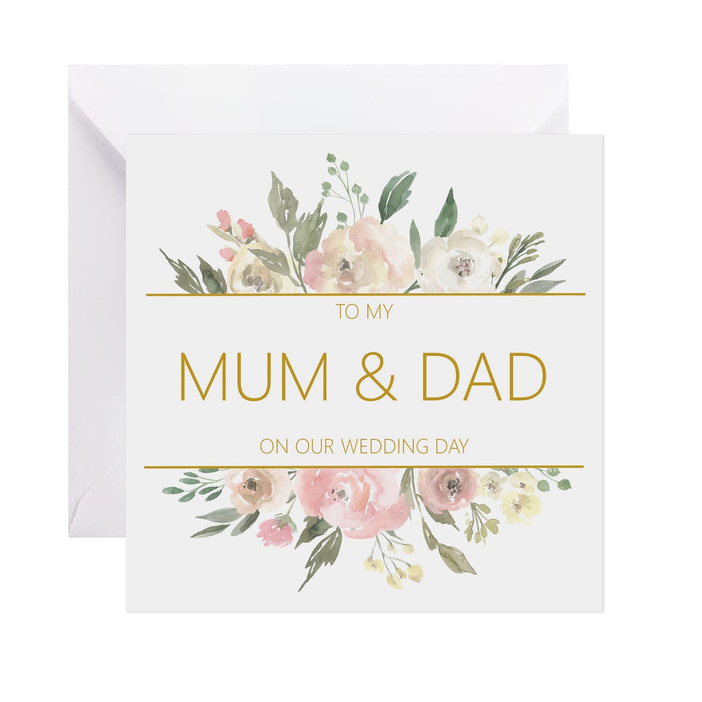 Mum & Dad On Our Wedding Day Card - Blush Floral