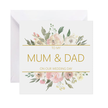 Mum & Dad On Our Wedding Day Card - Blush Floral