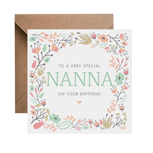 Nanna Sage Floral Birthday Card