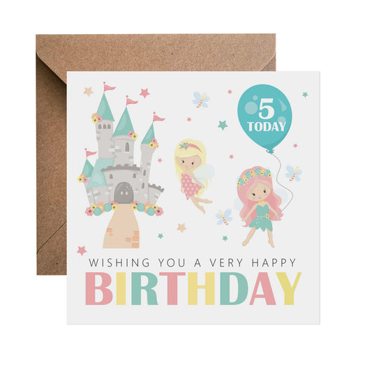 5th Birthday Card - Fairy Castle