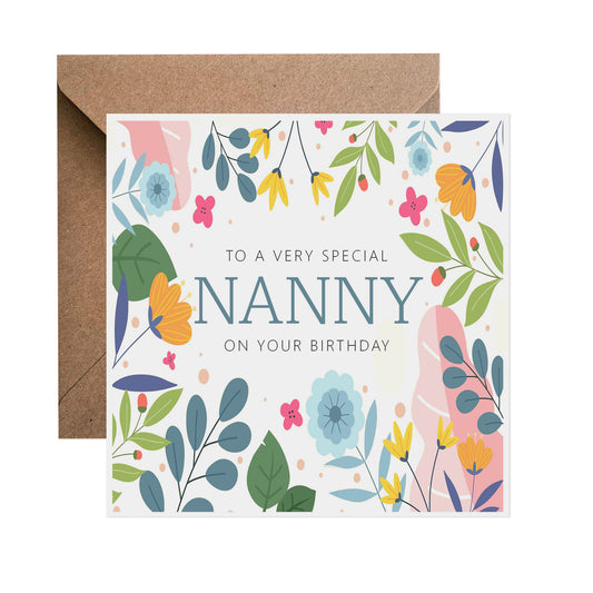 Nanny Birthday Card - Colourful Floral