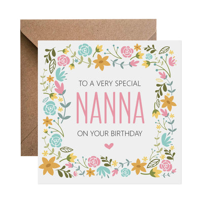 Pink Flower Border Birthday Card - Choose Your Recipient