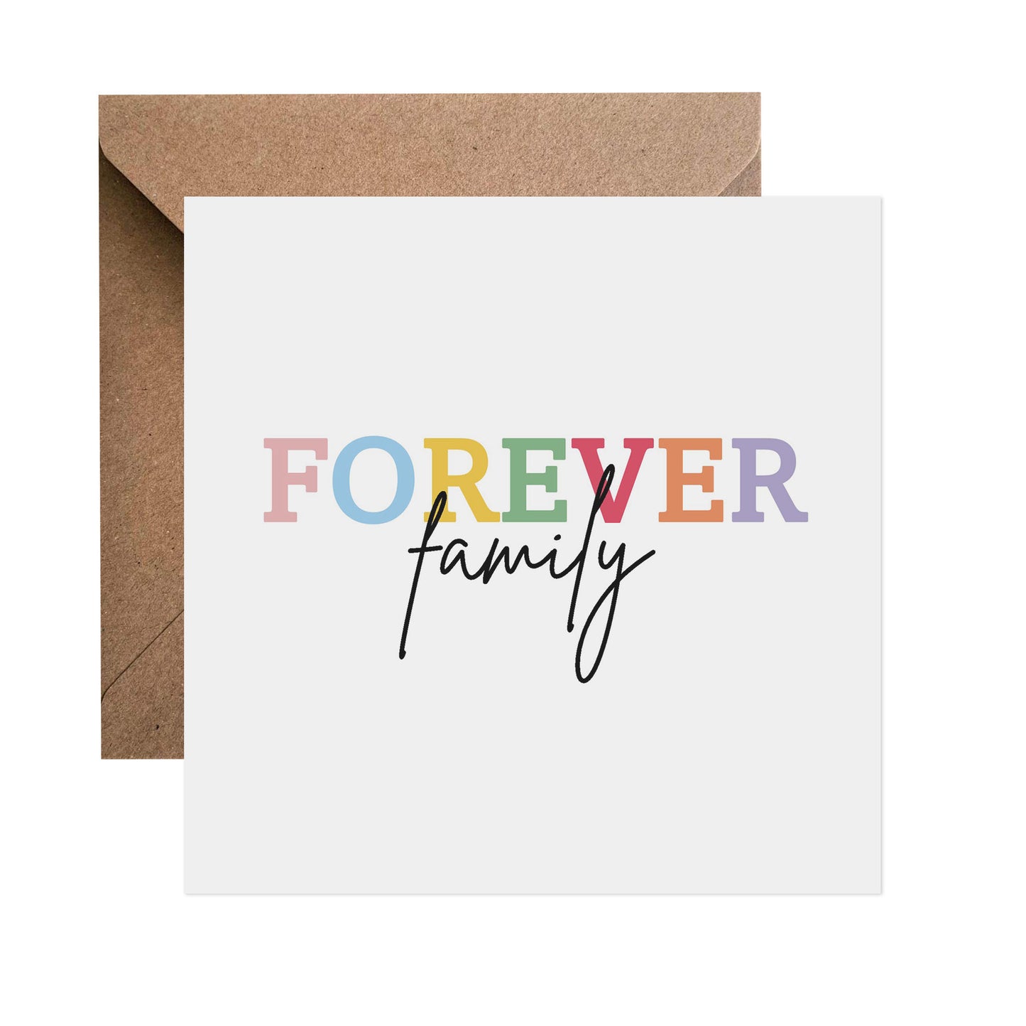 Colourful Forever Family - Adoption Card